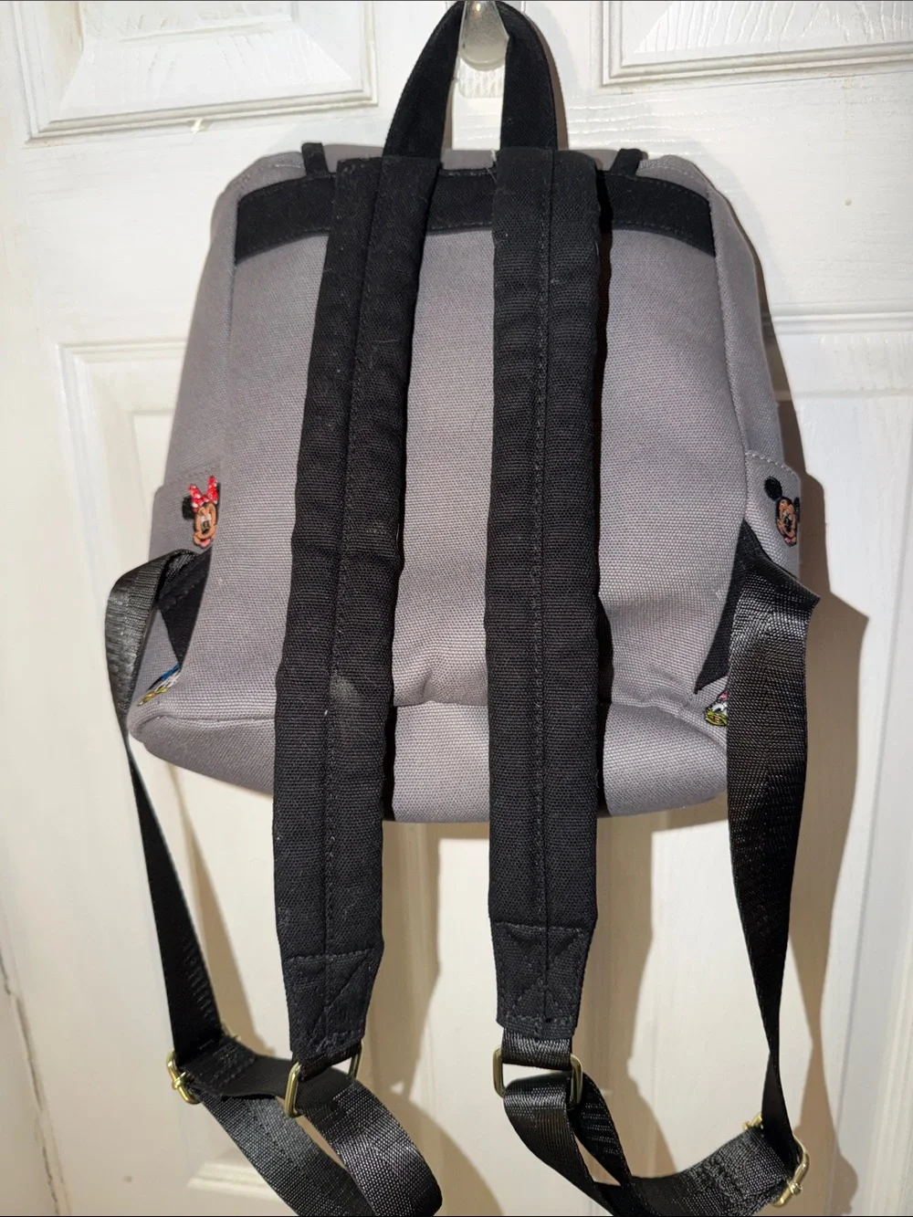 Disney Loungefly Gray Backpack with Embroidered Mickey & Friends